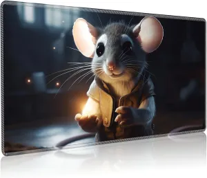 Edges cohabitation Non-Slip Base, Cute Mouse Playmat for MTG, 24 x 14 inches Game Play Mat for MTG TCG and Other Card Games, Trading Card Game Play Mat Desk Mats with Stitched 