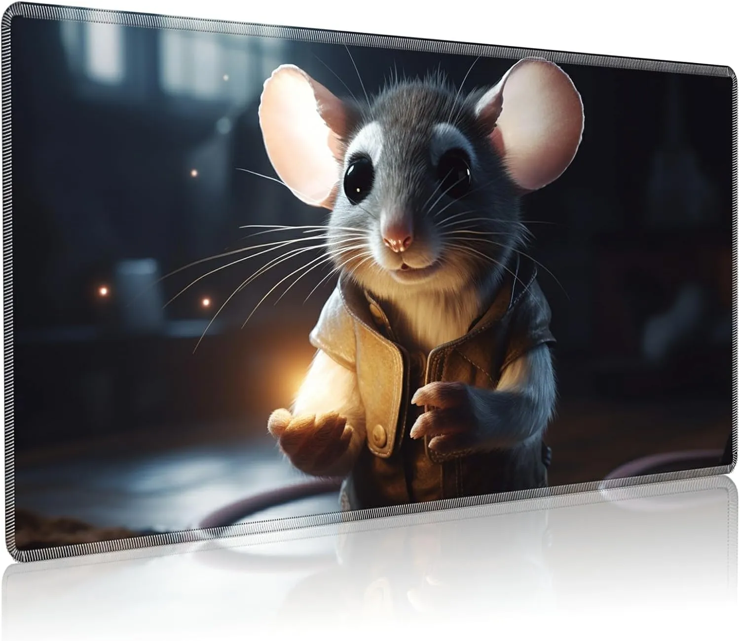 Edges cohabitation Non-Slip Base, Cute Mouse Playmat for MTG, 24 x 14 inches Game Play Mat for MTG TCG and Other Card Games, Trading Card Game Play Mat Desk Mats with Stitched 