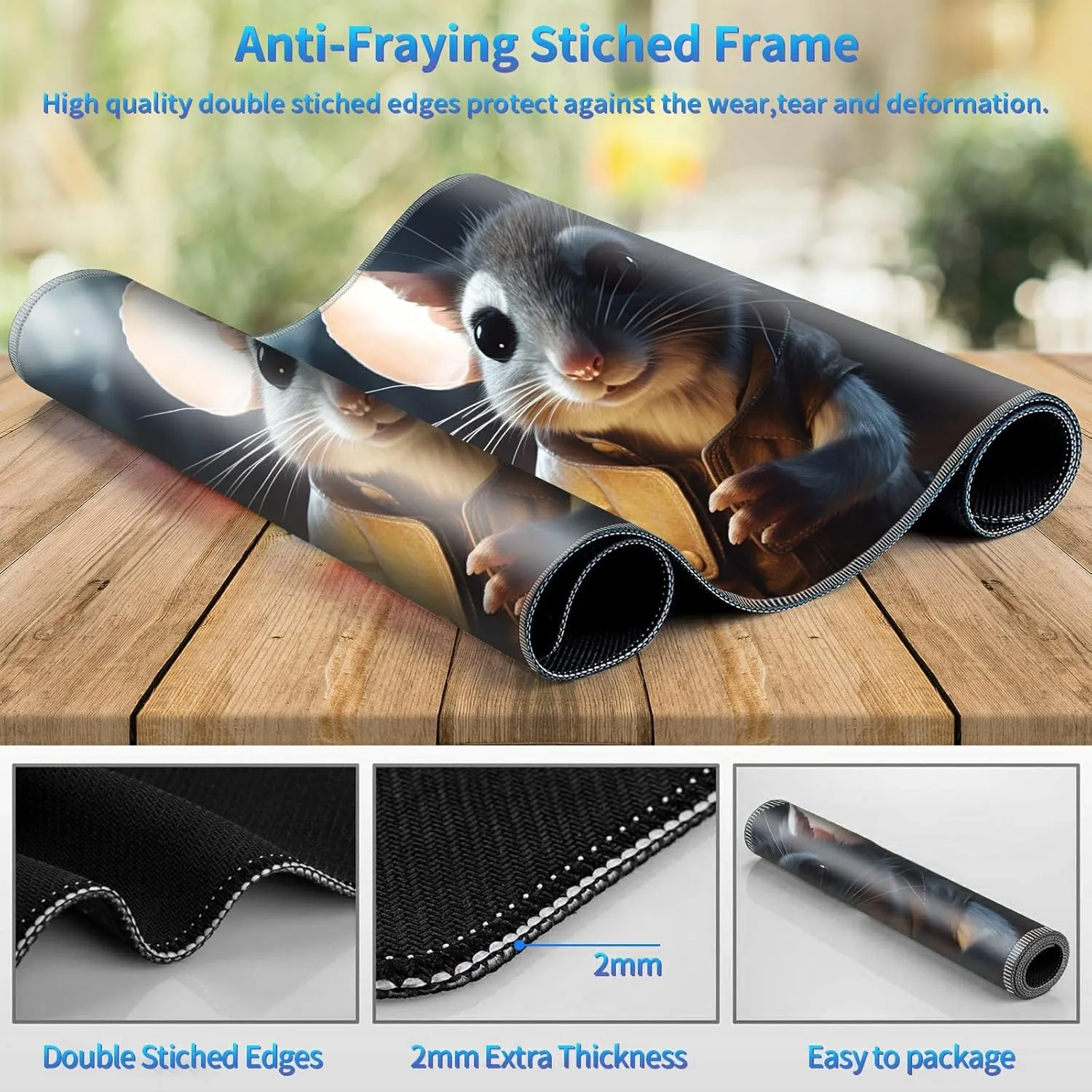 Edges cohabitation Non-Slip Base, Cute Mouse Playmat for MTG, 24 x 14 inches Game Play Mat for MTG TCG and Other Card Games, Trading Card Game Play Mat Desk Mats with Stitched 