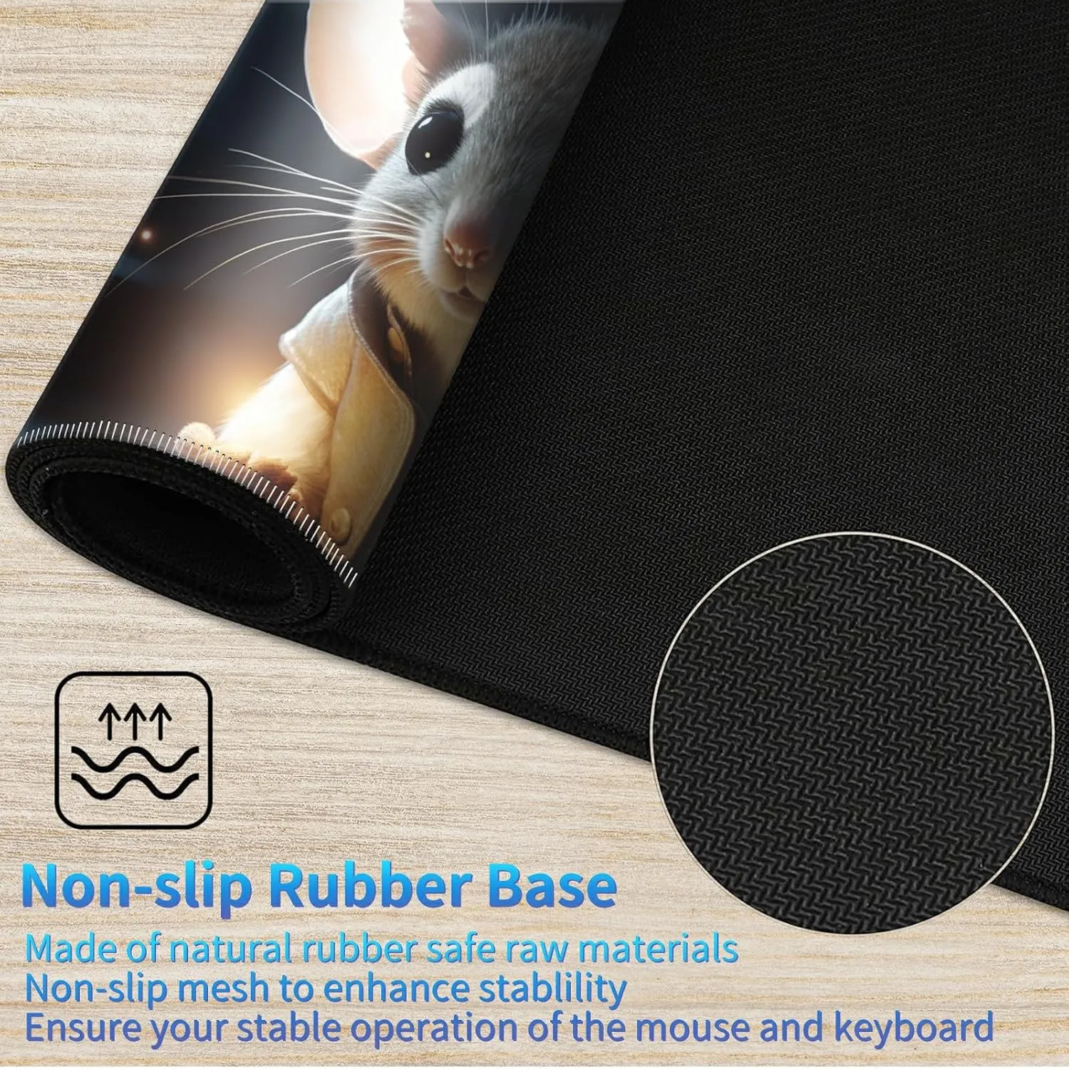 Edges cohabitation Non-Slip Base, Cute Mouse Playmat for MTG, 24 x 14 inches Game Play Mat for MTG TCG and Other Card Games, Trading Card Game Play Mat Desk Mats with Stitched 