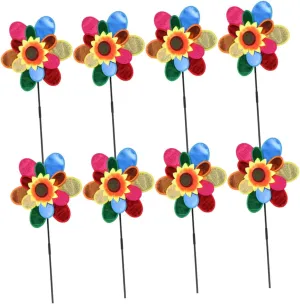 Educational Wind Spinner Toy for Boys and Girls Garden Pinwheel Wind Spinners Reflective Toys 8pcs DIY Double-Layer Sequin splash Sunflower Windmill 