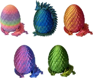 Egg with Dragon Inside with Luminous Rainbow Colors Set substantiate mile Mystery Articulated Crystal Dragons Egg Home Office Decor Executive Desk Toys 5PCS Mini 3D Printed Dragons 