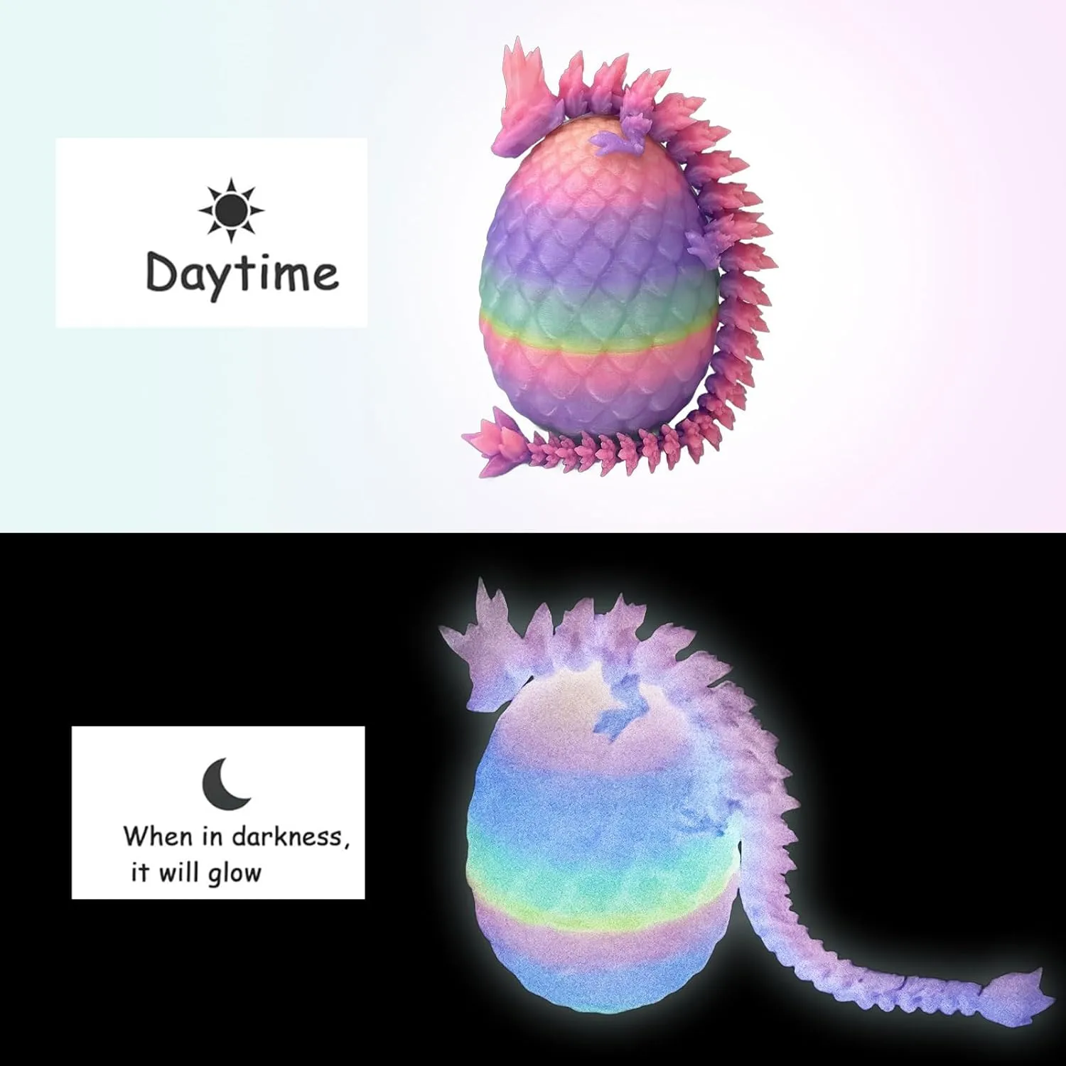 Egg with Dragon Inside with Luminous Rainbow Colors Set substantiate mile Mystery Articulated Crystal Dragons Egg Home Office Decor Executive Desk Toys 5PCS Mini 3D Printed Dragons 