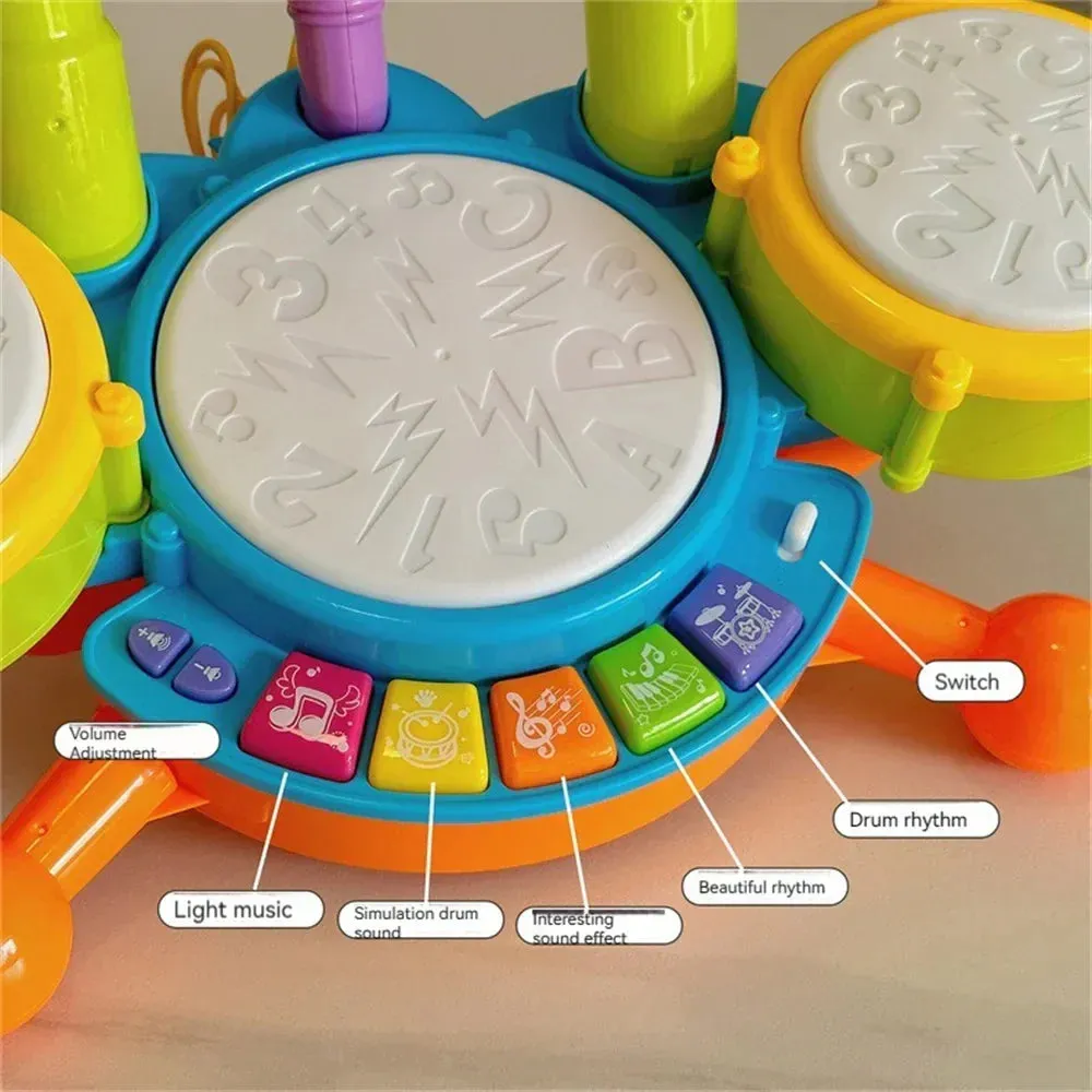 Electronic Children's Drum Set - Musical Toy with Light and Sound Effects