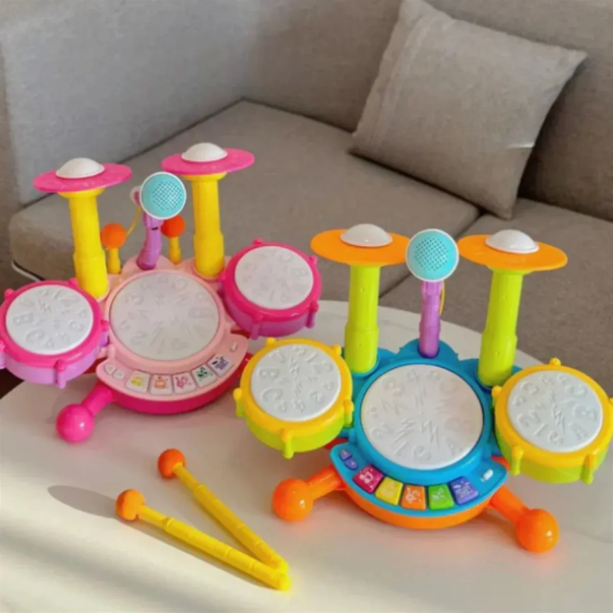 Electronic Children's Drum Set - Musical Toy with Light and Sound Effects