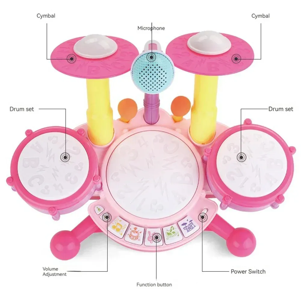 Electronic Children's Drum Set - Musical Toy with Light and Sound Effects
