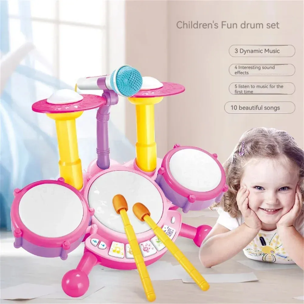 Electronic Children's Drum Set - Musical Toy with Light and Sound Effects