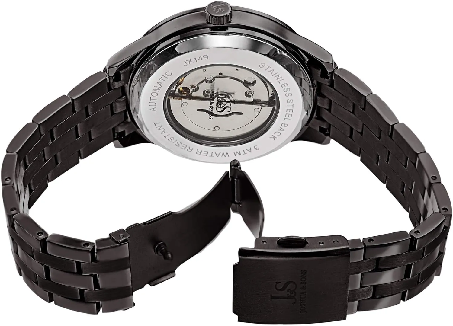 ending brave Dial, Date Window, Self Winding Automatic Movement - JX149 Joshua & Son??s Automatic Stainless Steel Bracelet Men's Watch - Polished Bezel, Embossed 