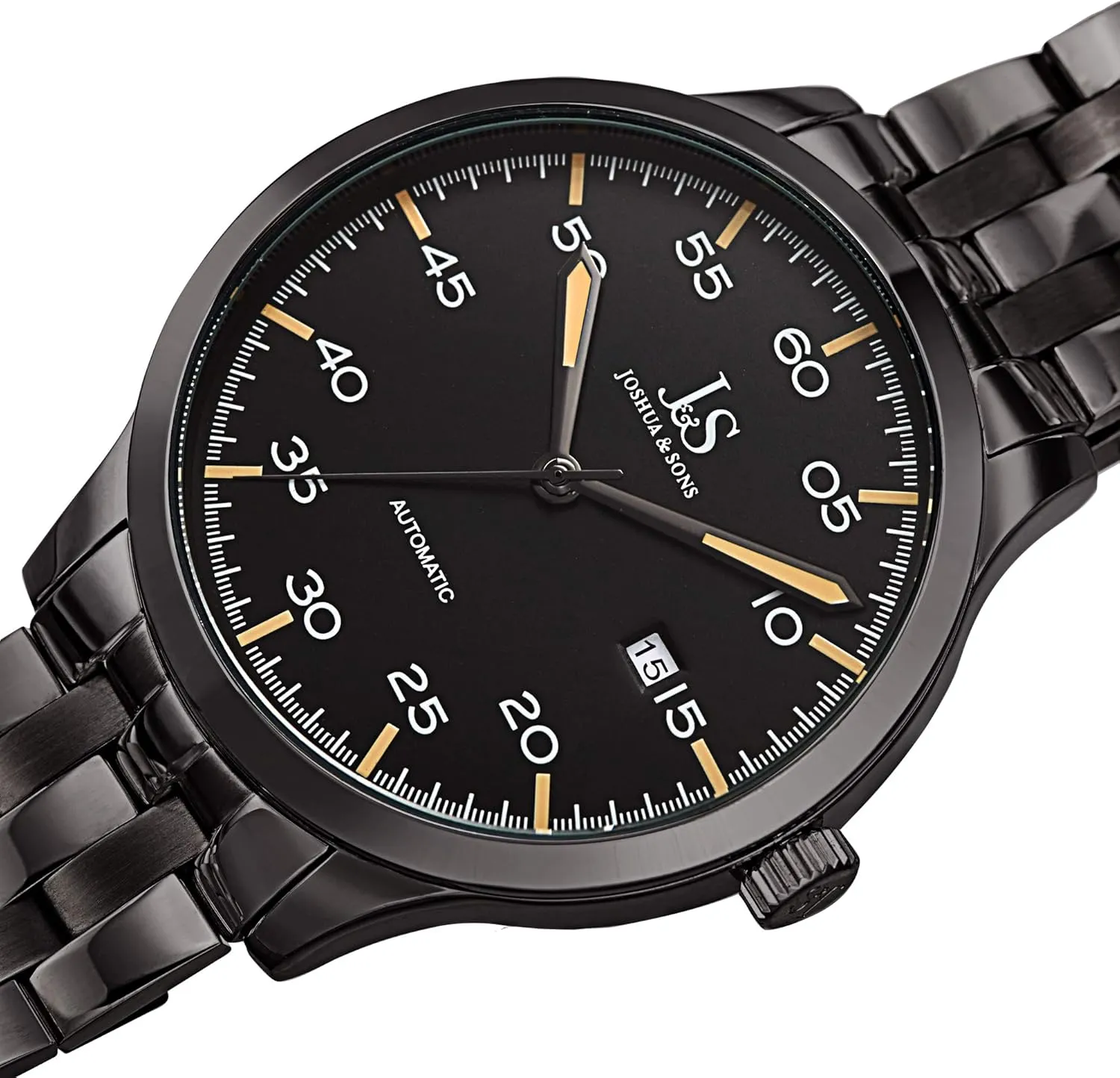 ending brave Dial, Date Window, Self Winding Automatic Movement - JX149 Joshua & Son??s Automatic Stainless Steel Bracelet Men's Watch - Polished Bezel, Embossed 