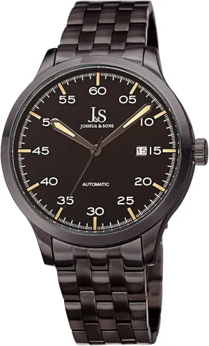 ending brave Dial, Date Window, Self Winding Automatic Movement - JX149 Joshua & Son??s Automatic Stainless Steel Bracelet Men's Watch - Polished Bezel, Embossed 