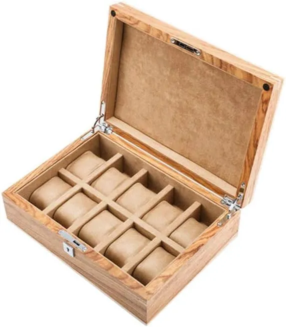 episode oppositely Display Collection Box Watch Storage Box Natural Wood Grain with Lock Pure Solid Wood Mechanical Watch 