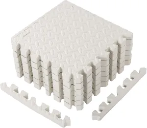 Exercise Mat Play Foam Mats for Boys Girls Baby Pets Home Classroom Nursery Gym (White) skeletal 12 Tiles 12x12x1 inch EVA Interlocking Foam Floor Tiles Puzzle 
