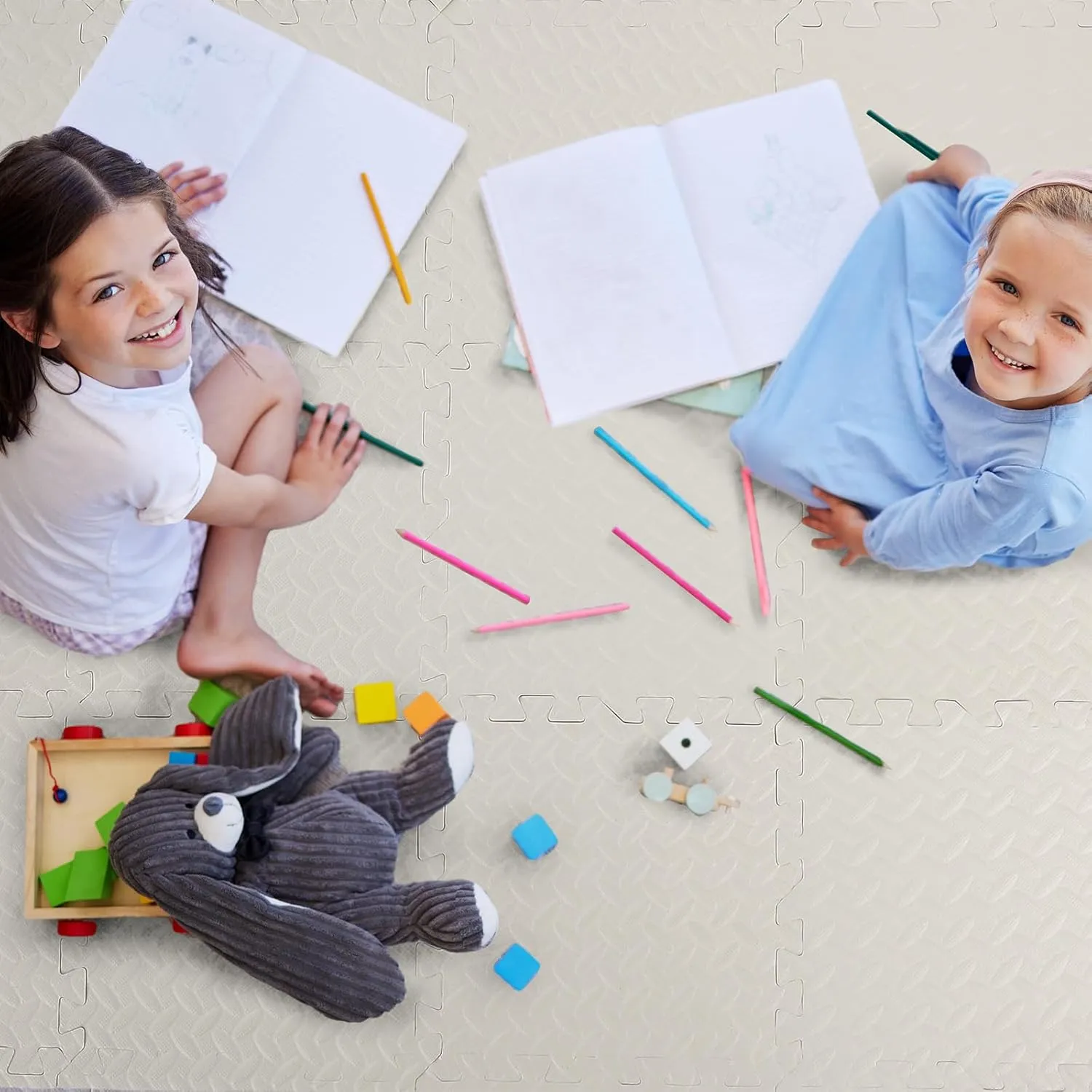 Exercise Mat Play Foam Mats for Boys Girls Baby Pets Home Classroom Nursery Gym (White) skeletal 12 Tiles 12x12x1 inch EVA Interlocking Foam Floor Tiles Puzzle 