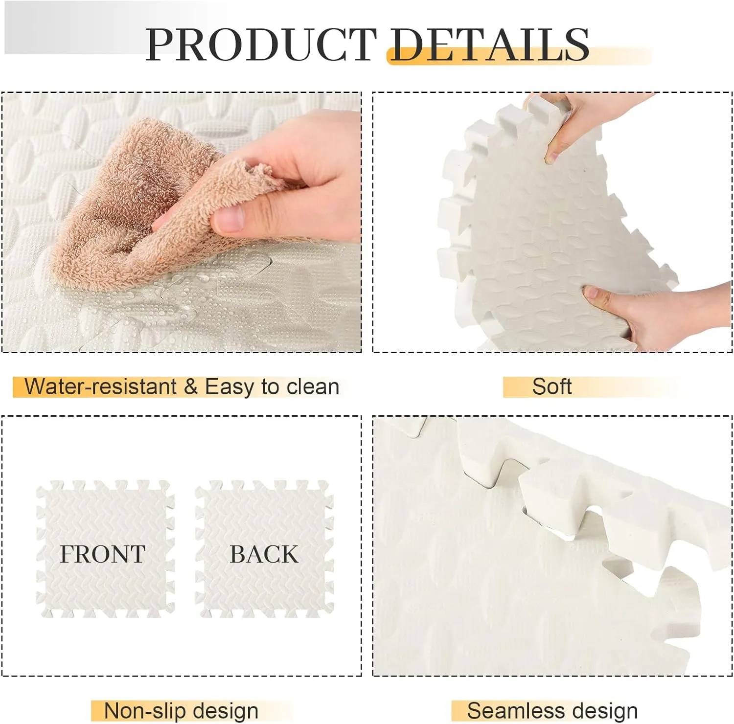 Exercise Mat Play Foam Mats for Boys Girls Baby Pets Home Classroom Nursery Gym (White) skeletal 12 Tiles 12x12x1 inch EVA Interlocking Foam Floor Tiles Puzzle 