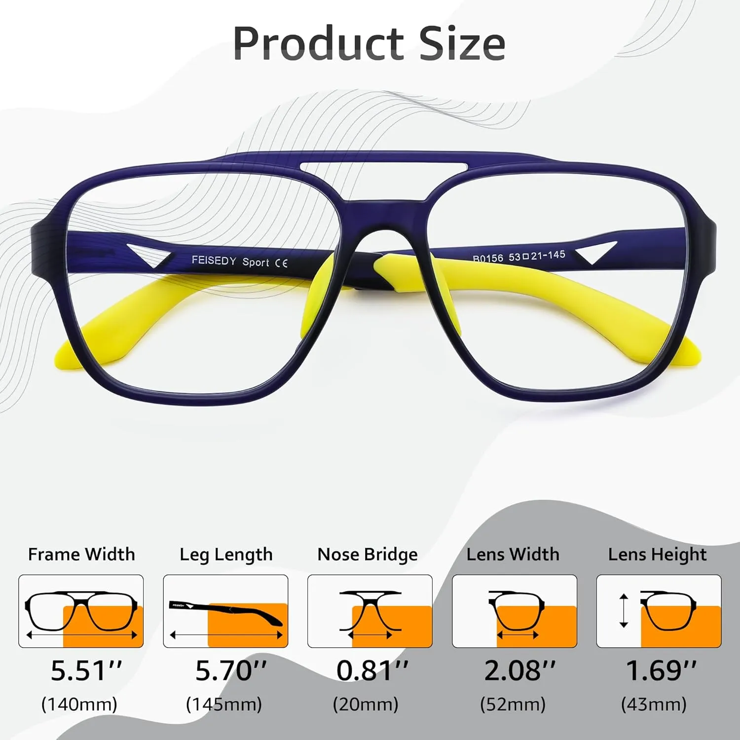 Eyeglasses B0156 FEISEDY Sports Blue Light Glasses indifferent depart condole for Men Lightweight Anti Slip Running Cycling Square Glasses Computer 