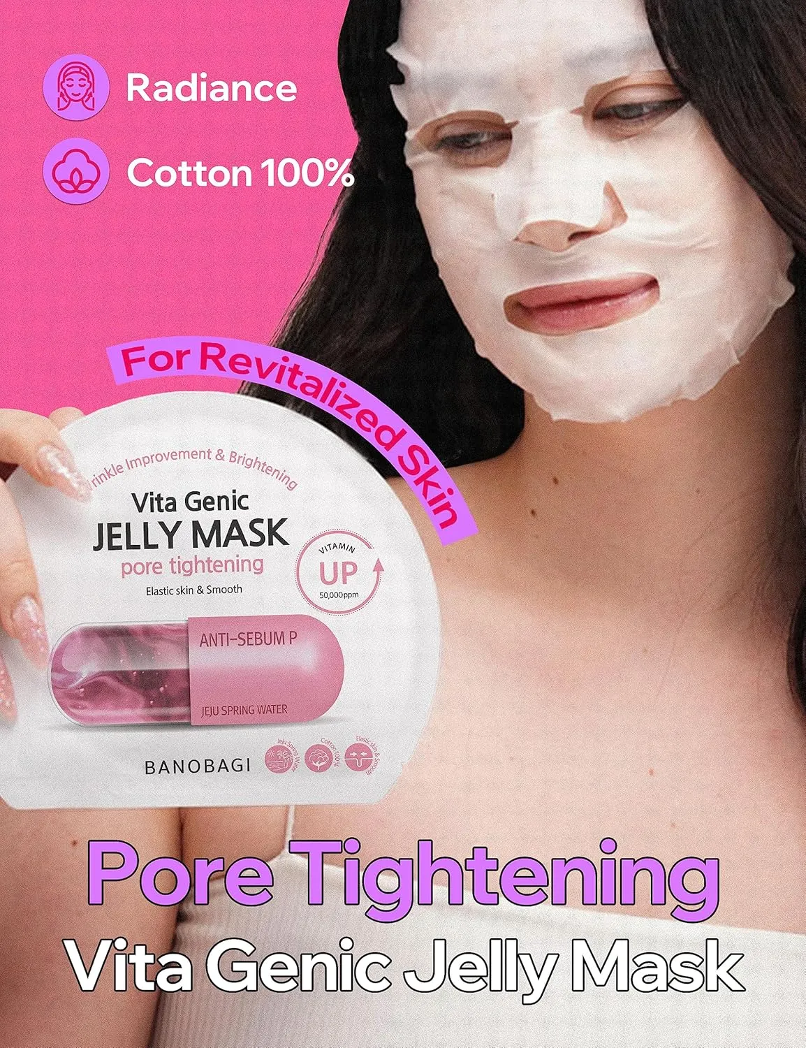Facial Care for instantaneous potent rod disorientation scurry Oily Skin (1.8 fl oz, 10 Sheets) Vita Genic Jelly Pore Tightening Face Masks Beauty w/Essence & 11 Vitamin Complex | Korean Face Mask | Moisturizing Face Mask 