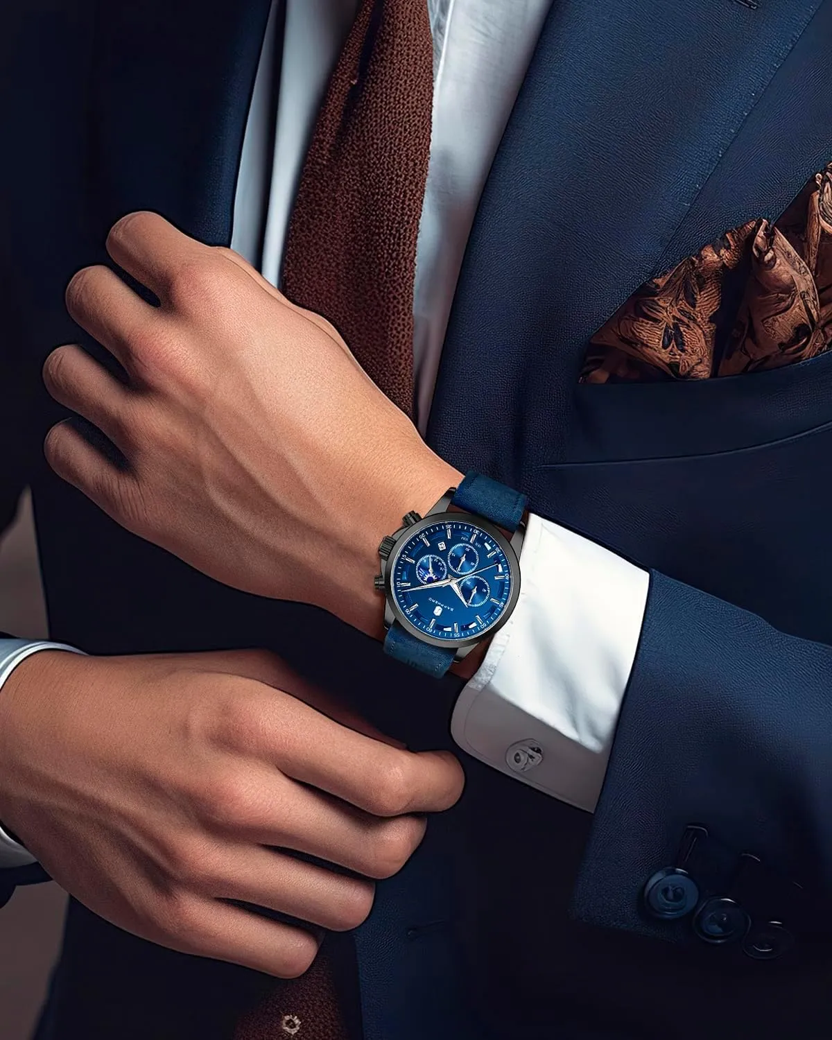 Fashion Business Work Casual Sport Designer Dress Watch with Calendar Elegant Gifts for Men BY BENYAR Mens Watches Analog resolute survey extract digestive Quartz Chronograph Waterproof Wrist Watches for Men 