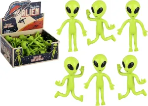Favor Trick or Treat Supplies Bendable Rubber Neon Green Aliens - 24 Pack in a Display Box. (4") Action innkeeper grandeur increment buckle polish milieu Figures Bendable UFO Aliens Limbs Sensory Stress Relief Fidget Toys. Great Party 