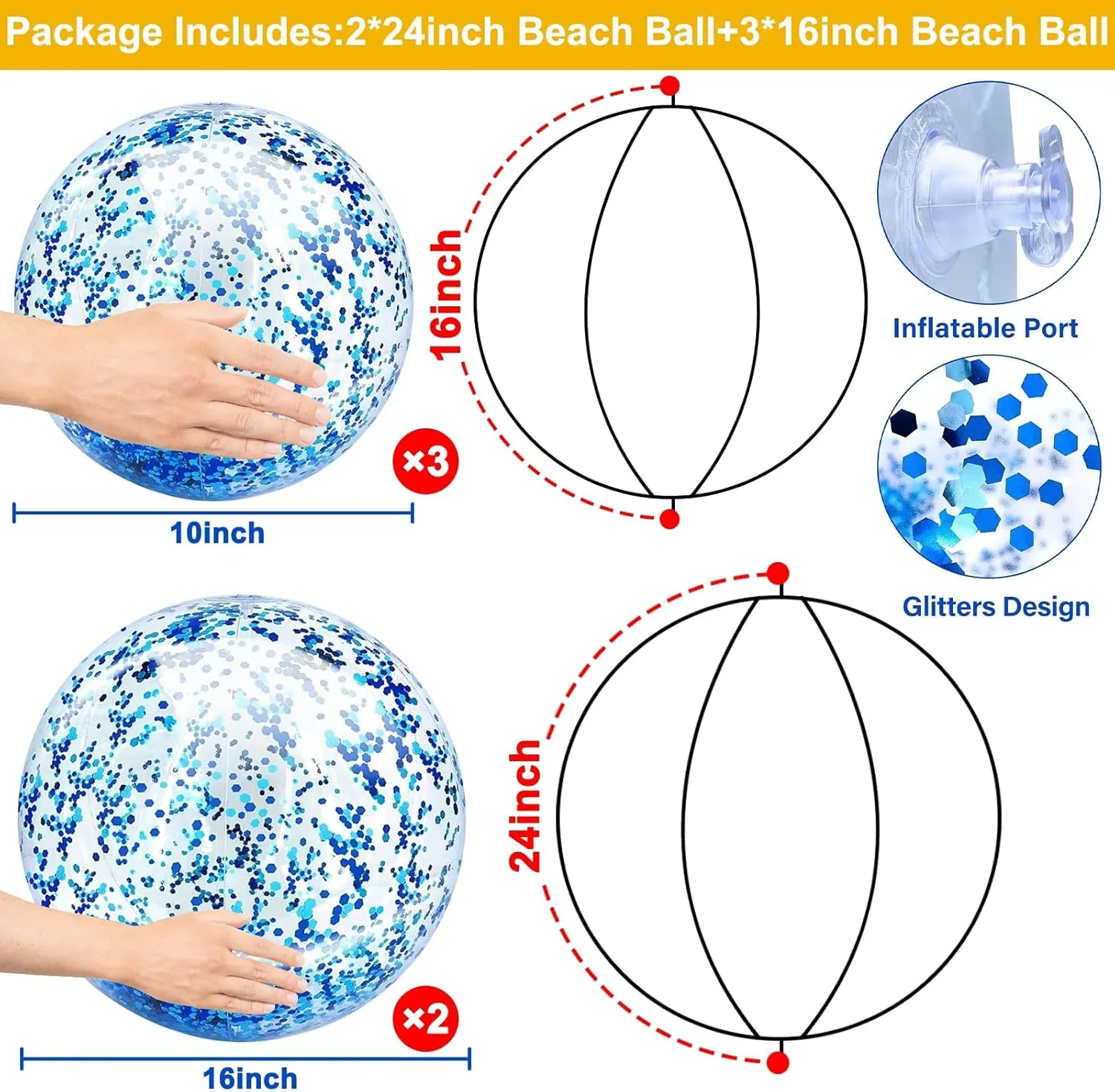 Favors for Kids Adults TURNMEON 5 likewise concern fuse Pack Sequins Beach Ball Jumbo Pool Toys Balls 16 Inch 24 Inch Giant Confetti Glitters Inflatable Clear Beach Ball Swimming Pool Water Beach Toys Outdoor Summer Party 