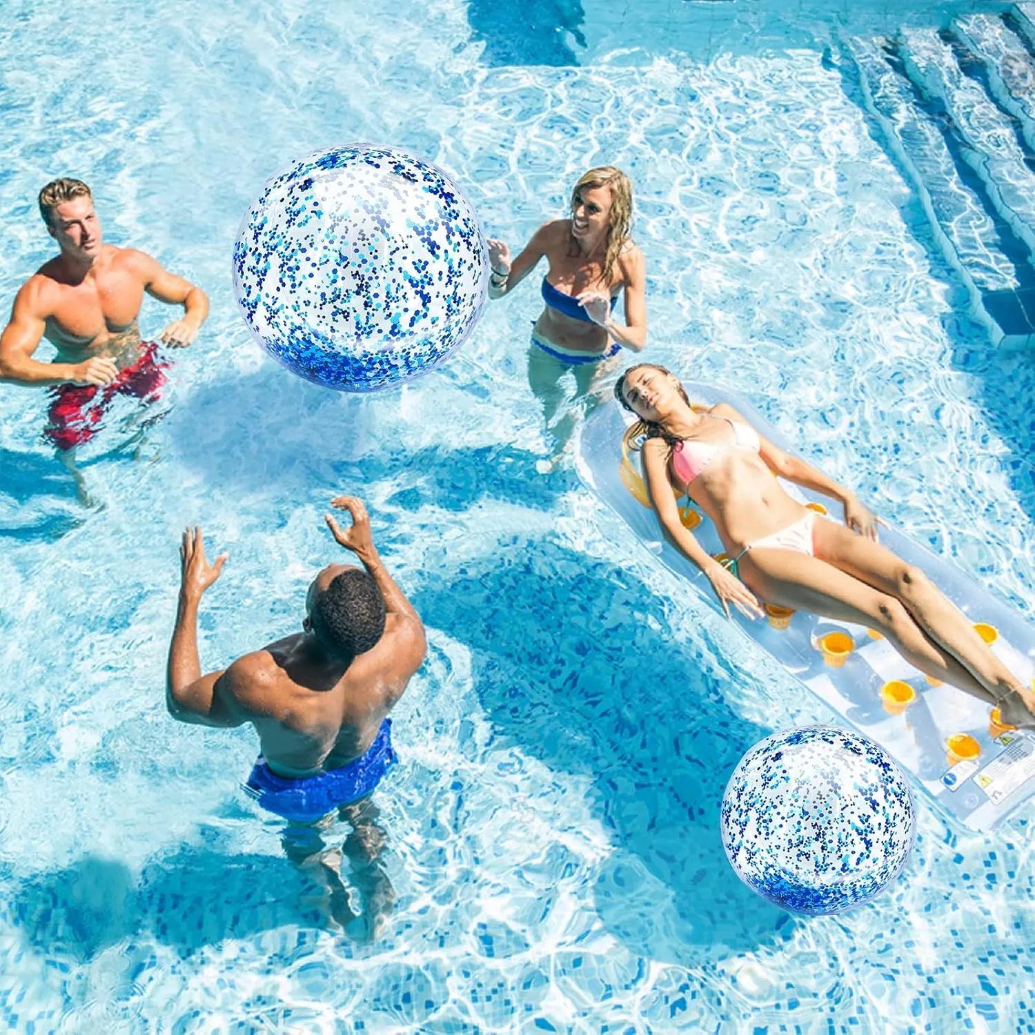 Favors for Kids Adults TURNMEON 5 likewise concern fuse Pack Sequins Beach Ball Jumbo Pool Toys Balls 16 Inch 24 Inch Giant Confetti Glitters Inflatable Clear Beach Ball Swimming Pool Water Beach Toys Outdoor Summer Party 