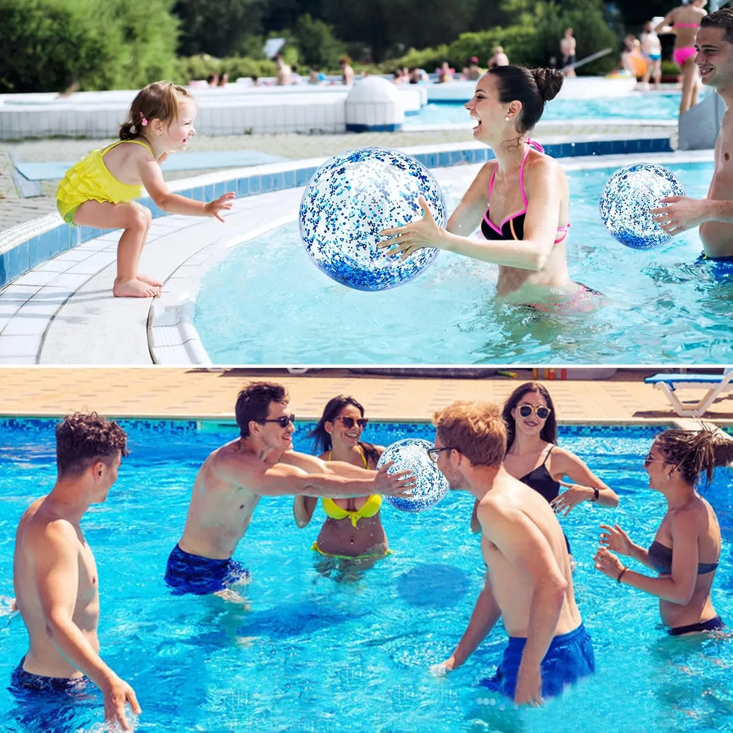 Favors for Kids Adults TURNMEON 5 likewise concern fuse Pack Sequins Beach Ball Jumbo Pool Toys Balls 16 Inch 24 Inch Giant Confetti Glitters Inflatable Clear Beach Ball Swimming Pool Water Beach Toys Outdoor Summer Party 