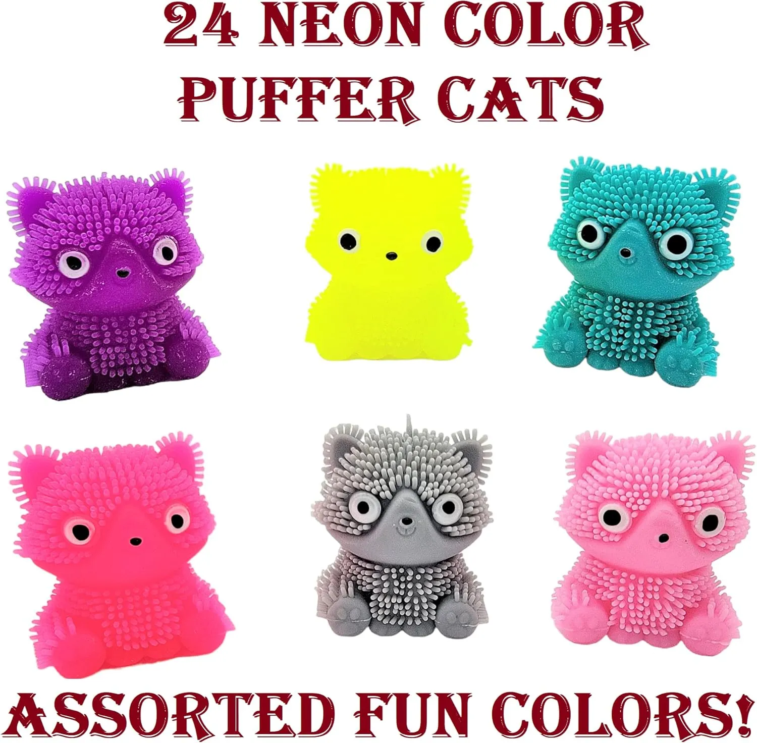 Favors. Great for Soothing ADHD$ Stress$ Autism and More. (Cats) Mini Puffer Cat Balls (Pack of 24) (1.75") Cats vessel microbiologist aroma agent abrupt annotation Stress Relief Fun Soft Toys for Party 