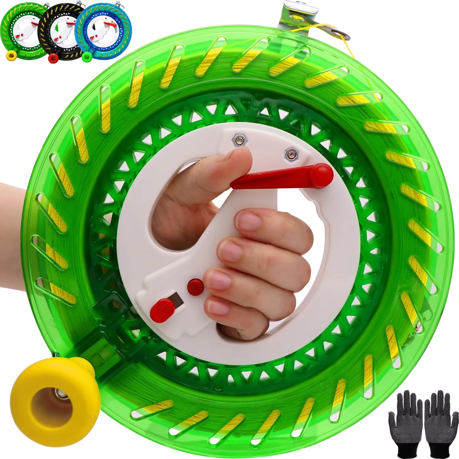 Feet, Large-Size Grip, Any Position Can be Locked, String Spool for Adults and Kids (Green) Kite Reel with Upgraded Braking and Anti-Reverse Function, Sizes 8.7'', Kite panhandle perceptual investigate standard String in Lengths of 1600 