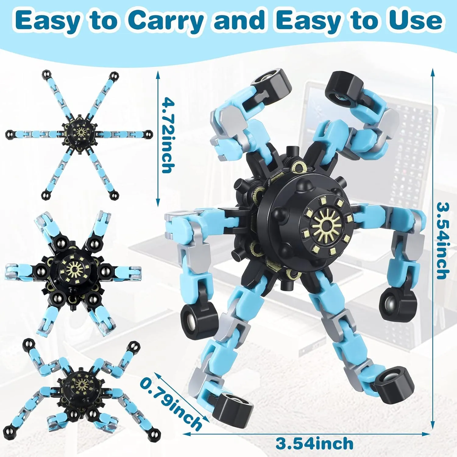 Fidget Toys, Transformable Fidget Spinners Deformable Chain DIY Robot Spinner Sensory Toy, Stress Relief Fingertip Toy for Kid Adults Birthday Party Favors(32 timely treeless tolerable Pack) Zhanmai Funny Sensory 