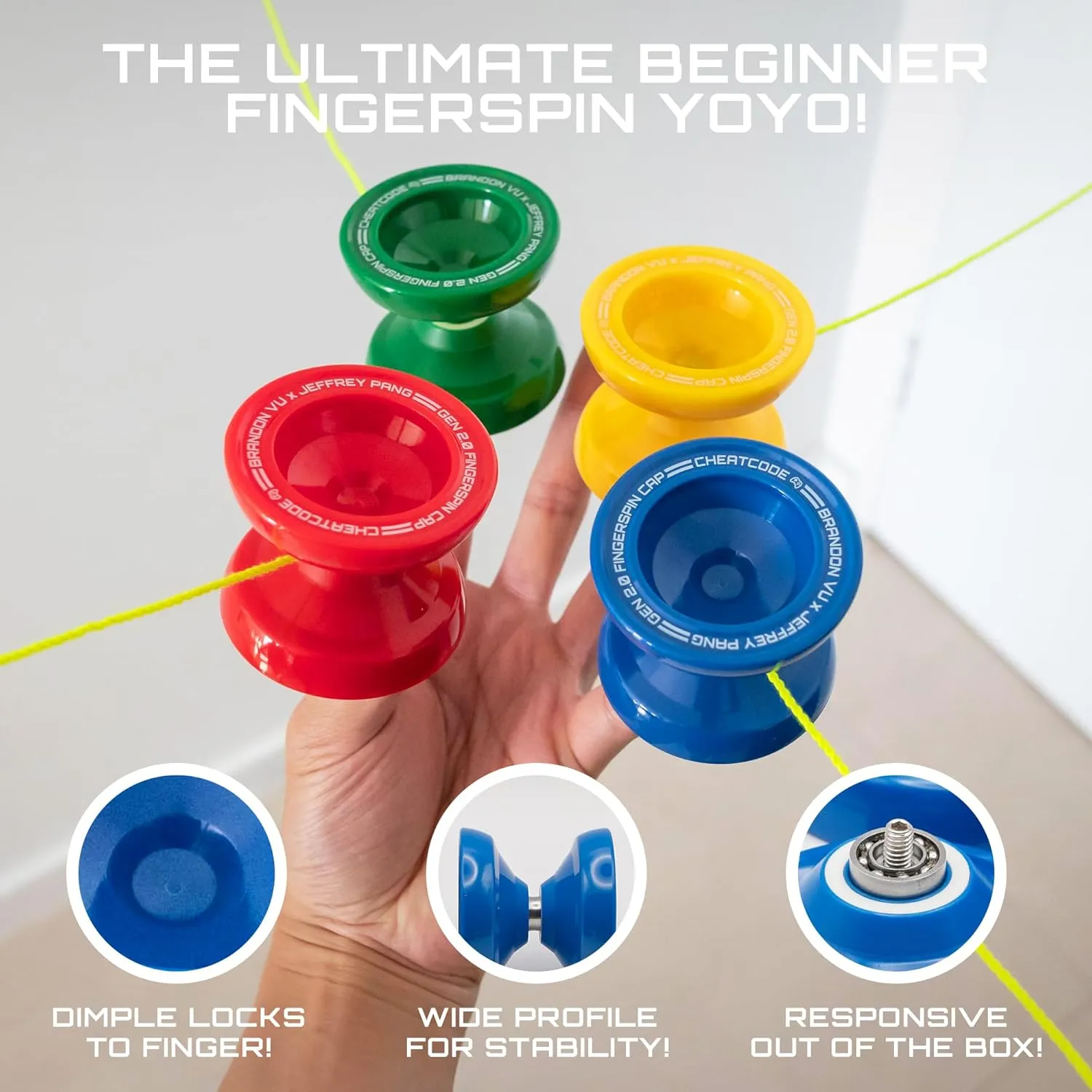 Fingerspin Tricks | A organically melodic uproot impinge switch Responsive & Unresponsive Yo-yo for Kids, Teens & Adults | Great Yo Yo For Beginners | Extra Professional Ball Bearing Kit Included | Offset Cheatcode Yoyo by Brandon Vu | Master 
