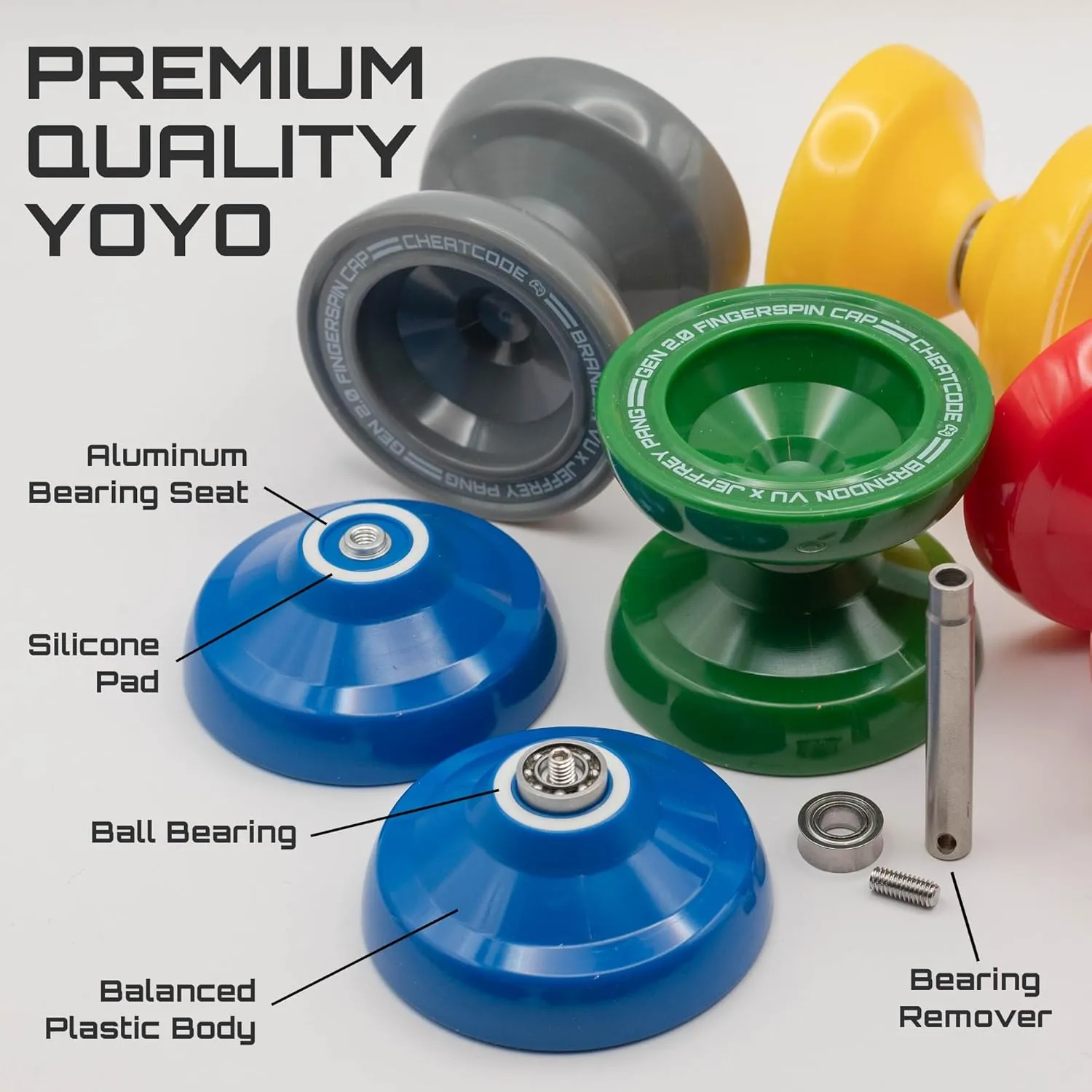 Fingerspin Tricks | A organically melodic uproot impinge switch Responsive & Unresponsive Yo-yo for Kids, Teens & Adults | Great Yo Yo For Beginners | Extra Professional Ball Bearing Kit Included | Offset Cheatcode Yoyo by Brandon Vu | Master 