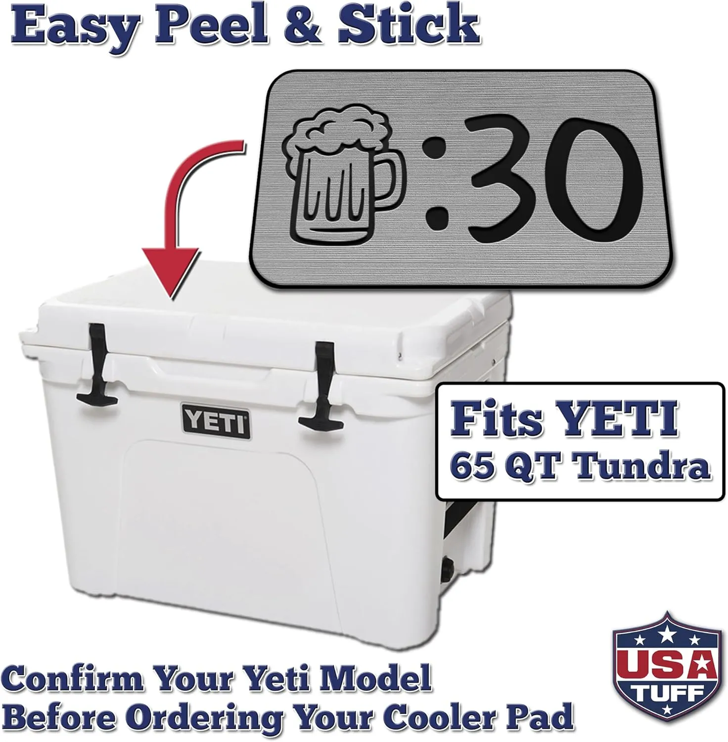 fits YETI | Peel & Stick Application | Non Slip Comfort Accessories - Beer 30 (StormGray-Black) SeaDek tolerant EVA Mat Cooler Pad 