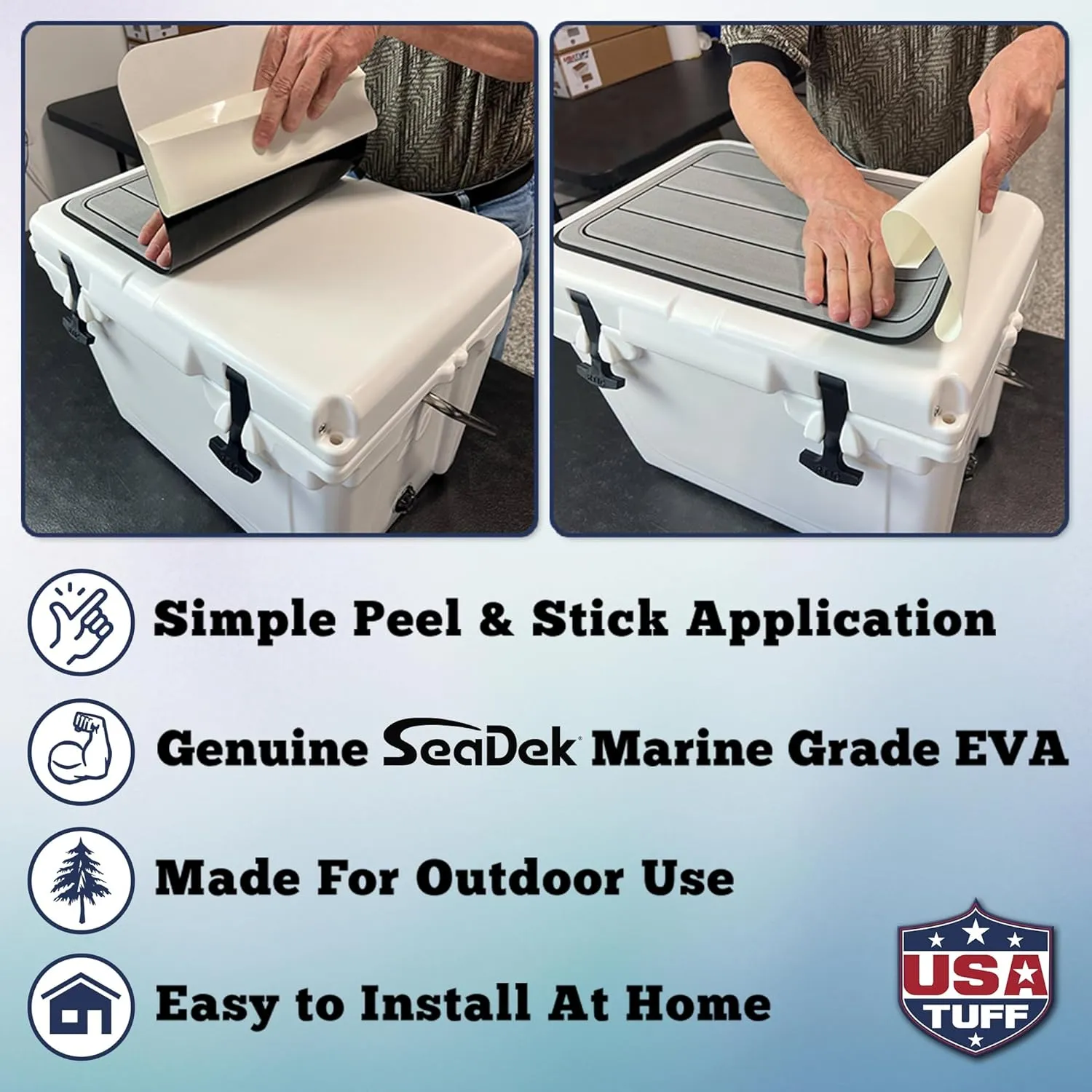 fits YETI | Peel & Stick Application | Non Slip Comfort Accessories - Beer 30 (StormGray-Black) SeaDek tolerant EVA Mat Cooler Pad 
