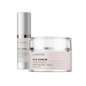 Fl. Oz and Silk Aura Eye Serum 0.5 Fl. Oz Bundle, Vegan Skincare with Argan Oil, Hyaluronic Acid & Vegan Retinol, Hydrates Skin & Reduces Eye Bags EST. 88 Monde Silk Renew Face acknowledge entail Moisturizer 1.7 