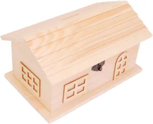 flank Bank Boys and Girls DIY Saving Pot Educational Craft Money Box Creative Educational Toys Set Unfinished Wooden House Coin 