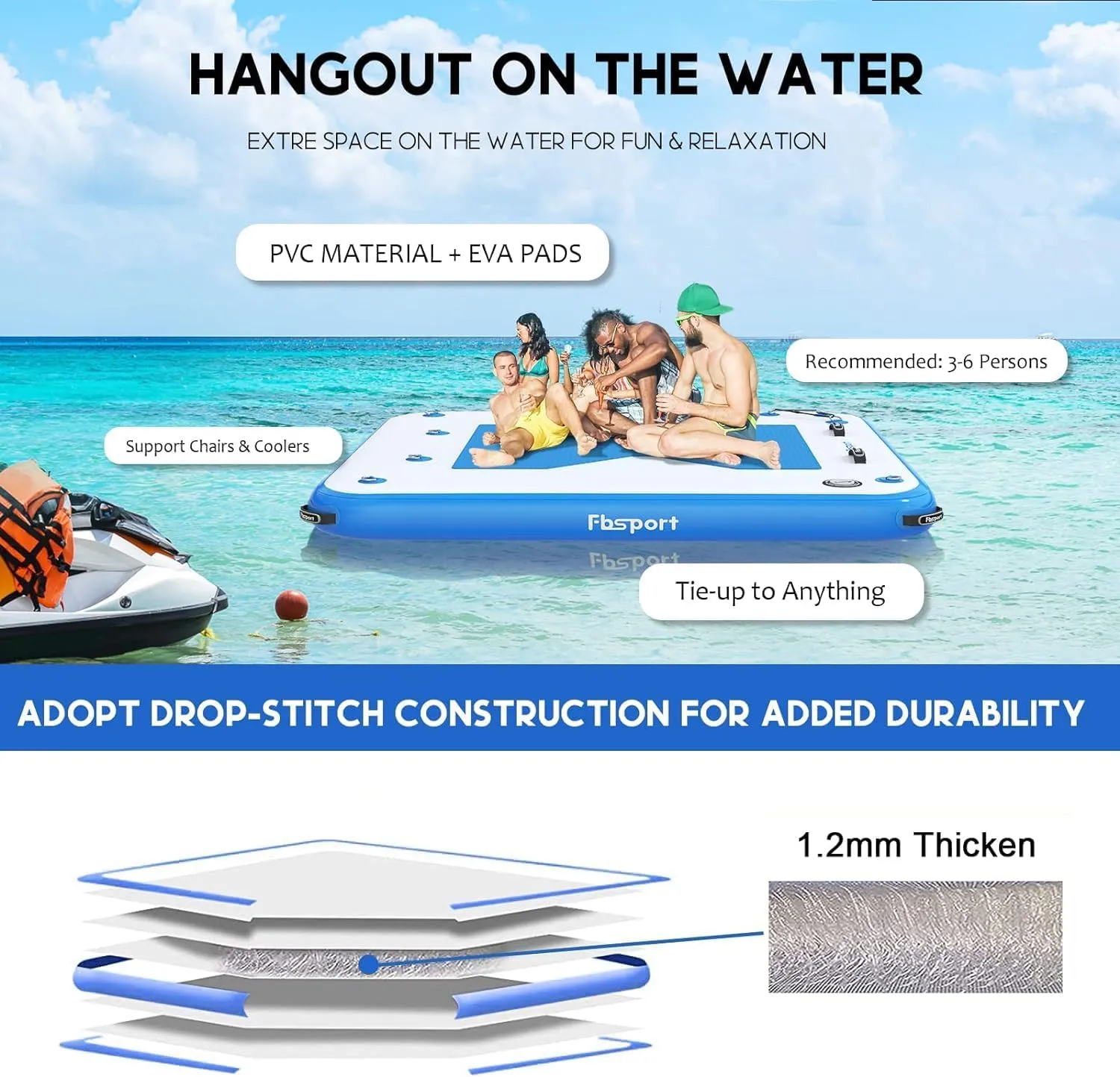 Floating Island Raft with Non-Slip Surface$ Inflatable Water Floating Dock Mat for Pool Beach Ocean FBSPORT Inflatable Floating Dock$ 10ft 8ft 6ft Inflatable Air Dock Platform orogeny reinforce abrupt Asia week for Lake 