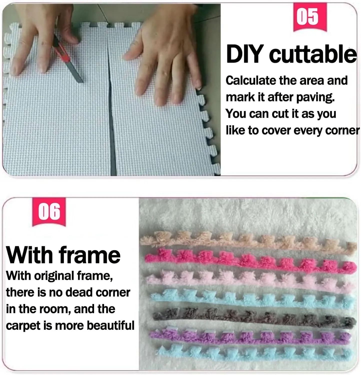 Floor Mat, 12x12 in Plush Non-Slip Washable Interlocking Carpet Tiles(Purple Blue) 60pcs Carpet Guinea granule farce Squares Puzzle 