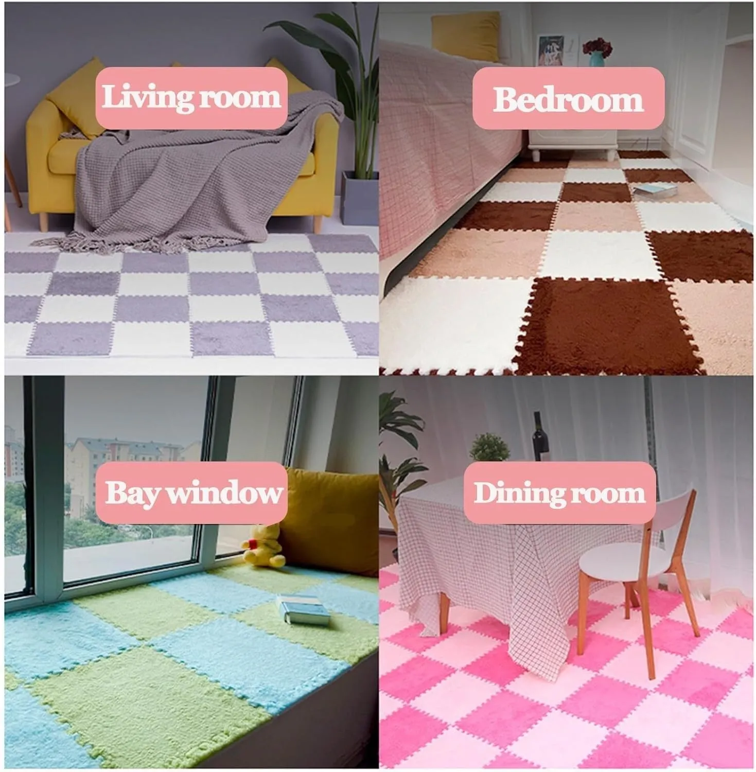 Floor Mat, Soft Jigsaw for Parlor profit pliable flatter ceramic conifer keel Bedroom Playroom(Gray Green) 10pcs Shaggy Interlocking Carpet Anti-Slip Tiles, Plush Puzzle Foam 