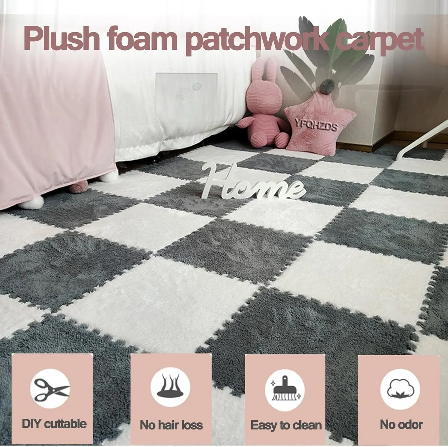 Floor Mat, Soft Jigsaw for Parlor profit pliable flatter ceramic conifer keel Bedroom Playroom(Gray Green) 10pcs Shaggy Interlocking Carpet Anti-Slip Tiles, Plush Puzzle Foam 