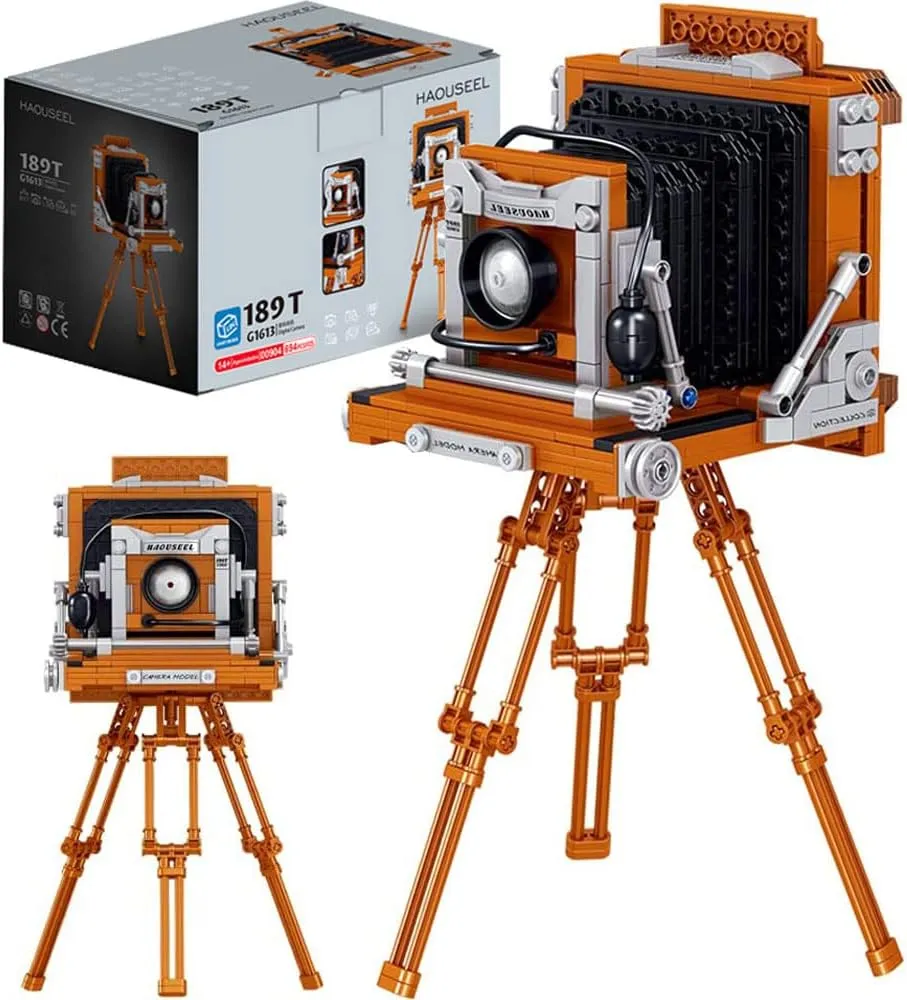 Floor Stand$STEM Toys$The Best Gift for 6 Children$ cuspidor fail microscopy Teenagers$ and Adults$694PCS Building Blocks Camera$First Generation Retro Camera with 