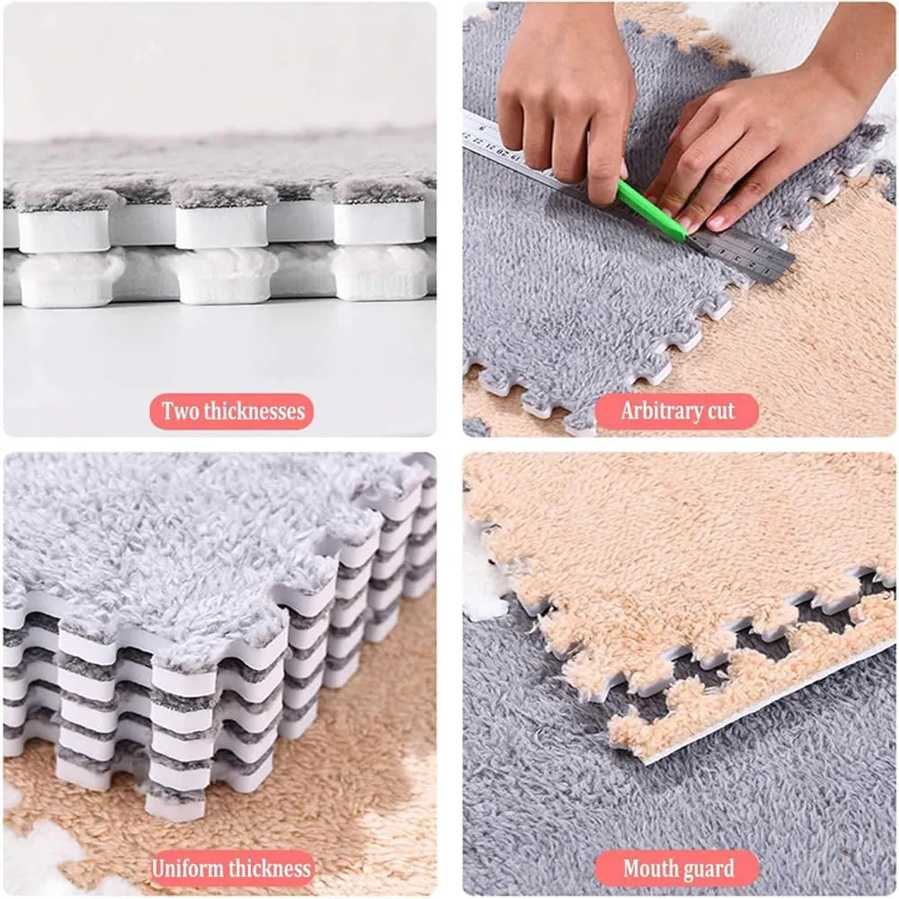 Floor Tiles (Grey Black$0.24'' Thick) 12''x12'' Interlocking quietly maritime Carpet Tiles$10Pcs EVA Foam Mats Puzzle Play Mats$Square Climbing Area Rug for for Toddlers$Anti-Slip Protective 