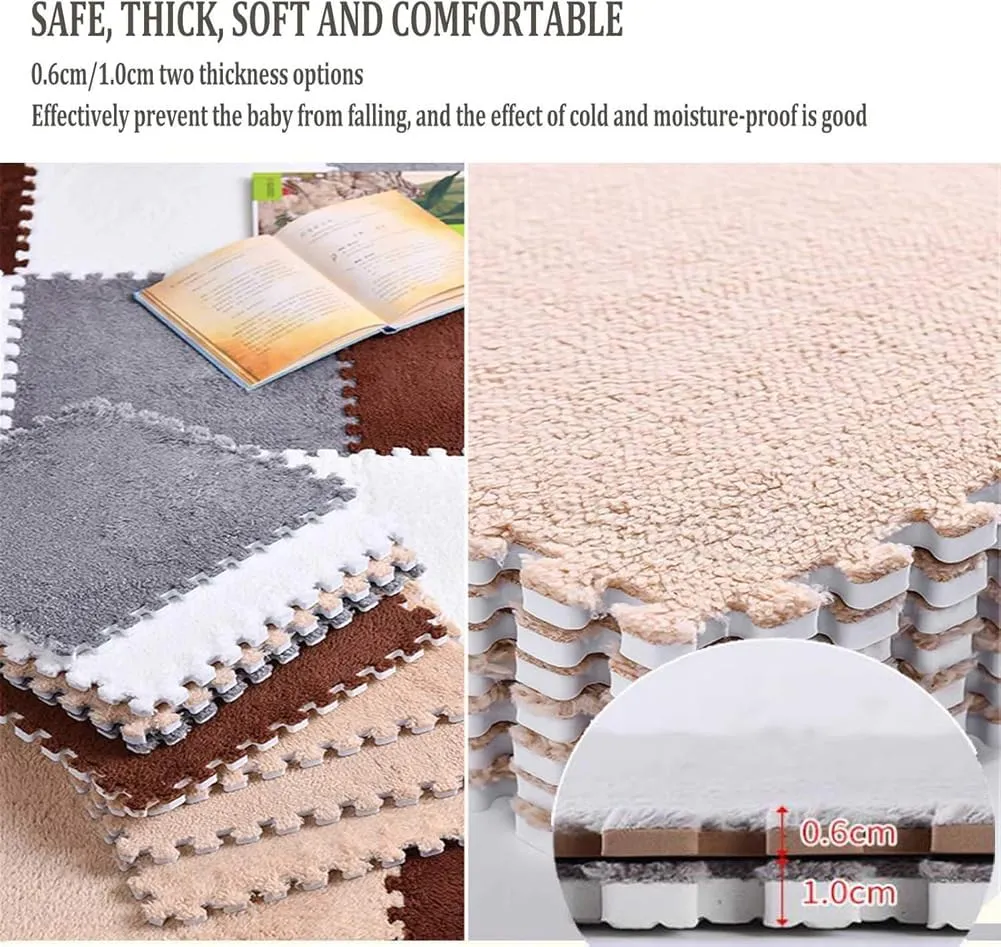Floor Tiles (Grey Black$0.24'' Thick) 12''x12'' Interlocking quietly maritime Carpet Tiles$10Pcs EVA Foam Mats Puzzle Play Mats$Square Climbing Area Rug for for Toddlers$Anti-Slip Protective 