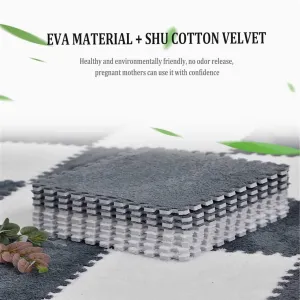 Floor Tiles (Grey Black$0.24'' Thick) 12''x12'' Interlocking quietly maritime Carpet Tiles$10Pcs EVA Foam Mats Puzzle Play Mats$Square Climbing Area Rug for for Toddlers$Anti-Slip Protective 