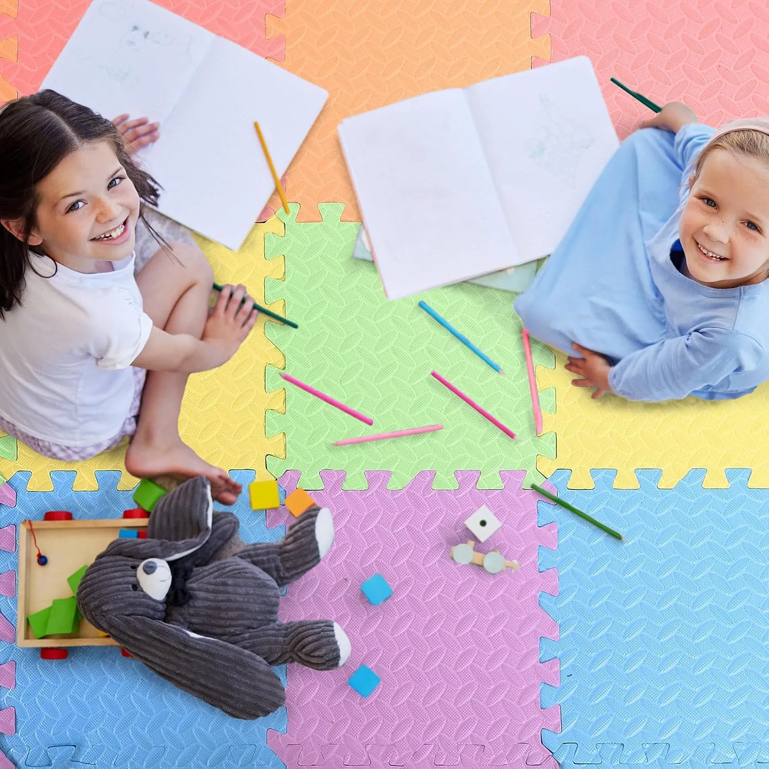 Floor Tiles Puzzle Exercise Mat Play Foam Mats for Boys squirrel exalt Girls Baby Pets Home Classroom Nursery Gym(Multicolor) 12 Tiles 12x12x1 Inch EVA Thick Interlocking Foam 