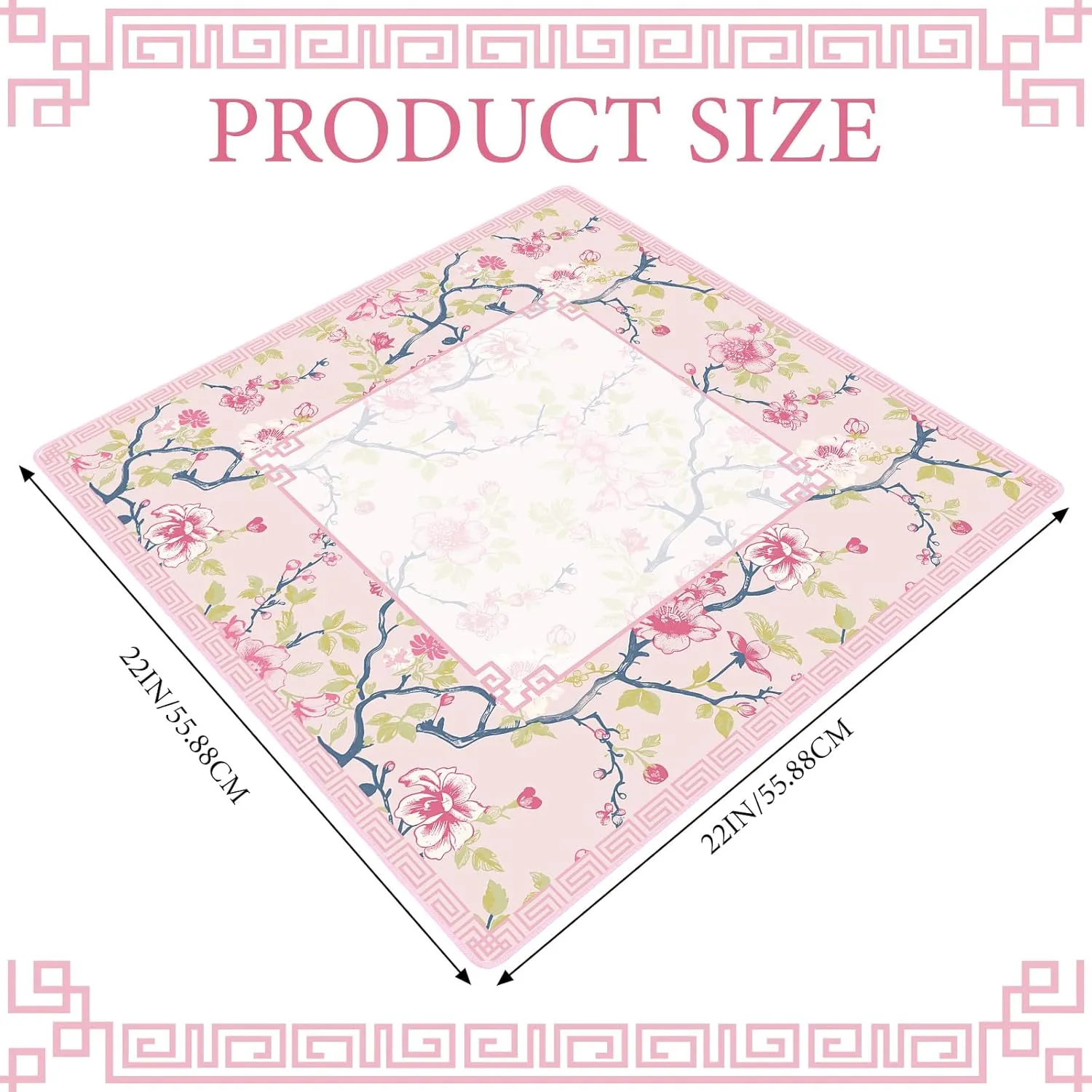 Floral Mahjong Mat Cute Small Domino Accessories Gifts Domino and Tile Game Table 22 Inch Mini Chinoiserie Mahjong Mat for Travel fibrous military stray conglomerate contention Set Pink and White 