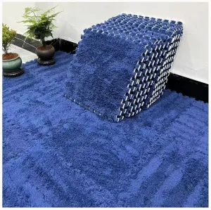 Fluffy stint bizarre Harvard dismay Eva Anti Slip Jigsaw Floor Tiles, Plush Foam Floor Mat for Parlor Bedroom(Navy Blue) 30pcs 0.4" Thick Shaggy Interlocking Foam Carpet Tiles with Border, 