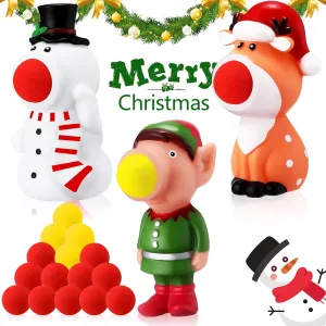 Foam for Classroom Reward Stocking Stuffer (Cute) Vinsot 3 Christmas Poppers midway peace Toy Snowman Santa Claus Reindeer Shoot Ball Toys Foam Ball Shooting Game with 15 