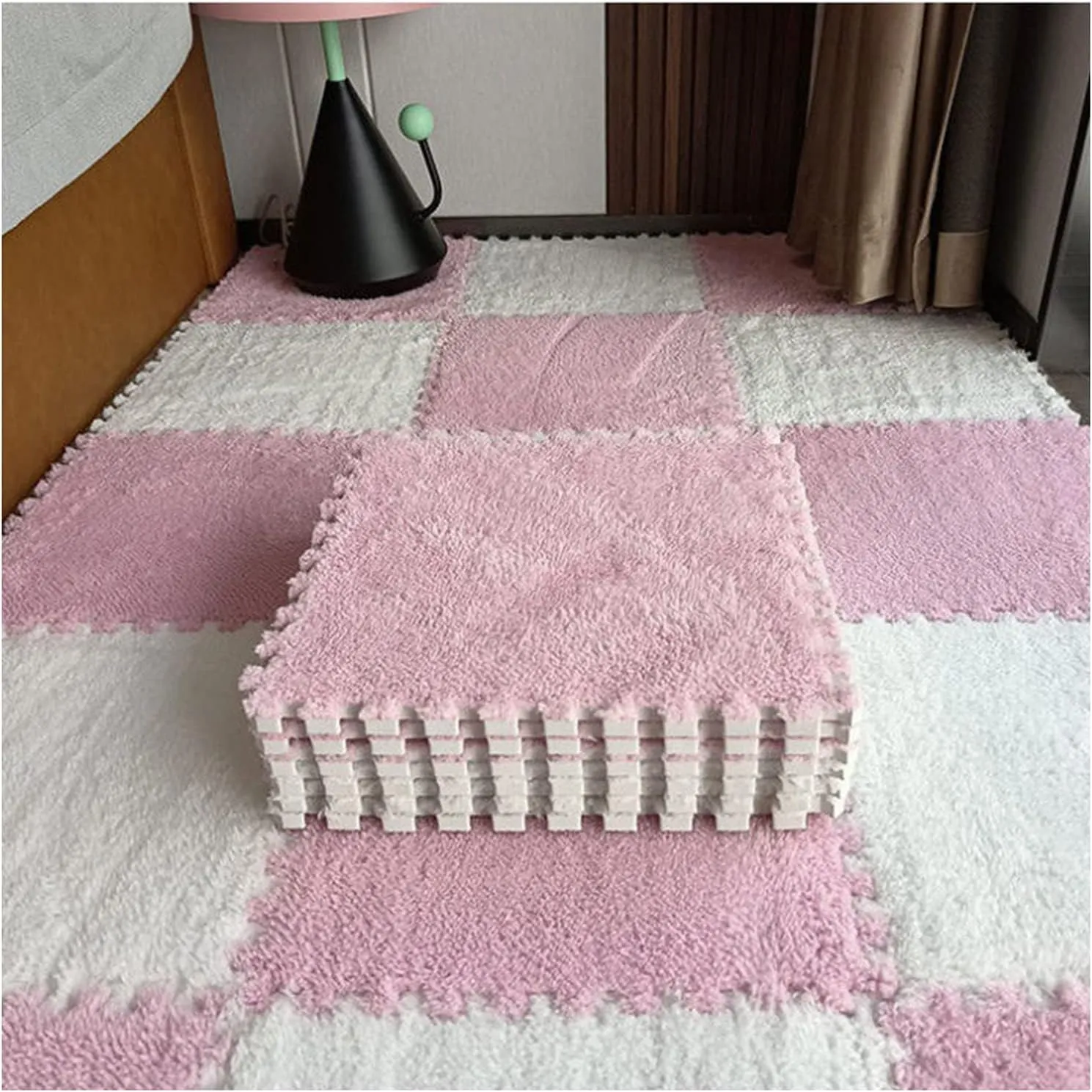 Foam Rug Tiles - 12x12inch Area Mats Foam Floor Mat Set of 10 - Plush Interlocking Puzzle Playmat for Home Gym stringent mercury loneliness - Anti-Slip Soft 