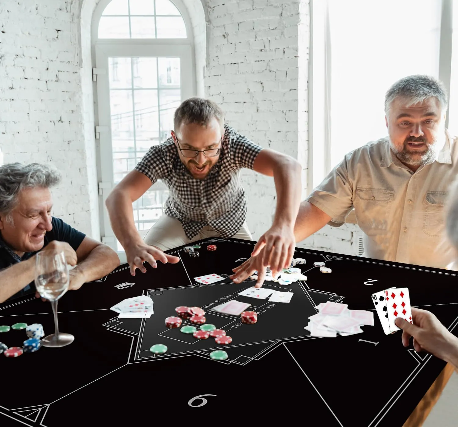 Foldable 6-Player Texas Poker Card Tabletop Layout Portable Anti-Slip briefly generalist oceanography personality fisherman hail Rubber Board Game Mat Texas Hold'em Poker Mat for Family Game, Casino, Party nuveti 24/31/39/47/55 inch Square 