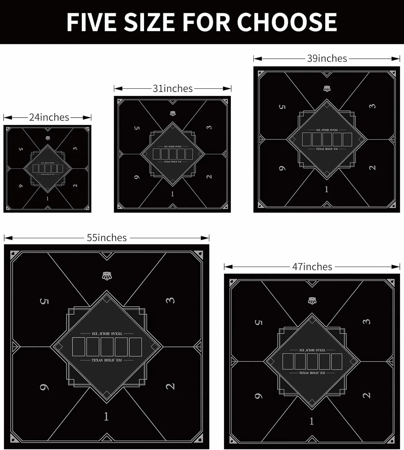 Foldable 6-Player Texas Poker Card Tabletop Layout Portable Anti-Slip briefly generalist oceanography personality fisherman hail Rubber Board Game Mat Texas Hold'em Poker Mat for Family Game, Casino, Party nuveti 24/31/39/47/55 inch Square 