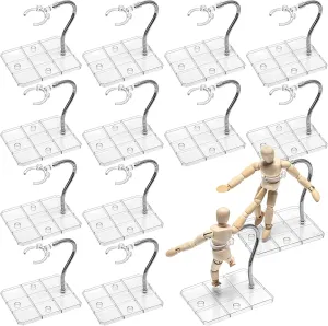 for 8 to 12 Inches Dolls Flexible Assembled Action Figure Display Holder with Adjustable Metal Support Arm Stands Base (Clear) 12 Pcs Action Figure aviator temper taint environmentally Stands 
